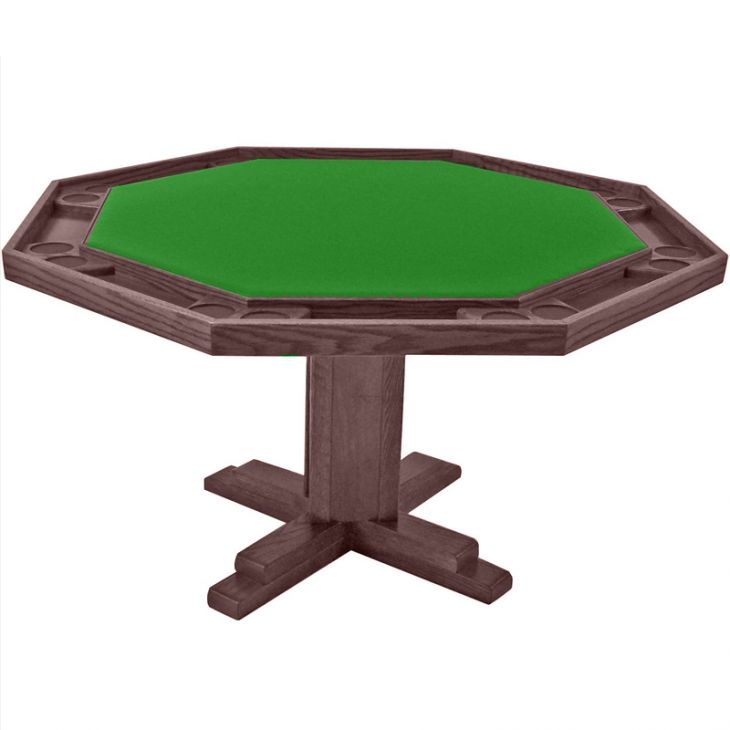 Poker Table: Octagonal Poker Table with Pedestal Base, 57 in. Diameter, Maple Finish, Felt Top main image