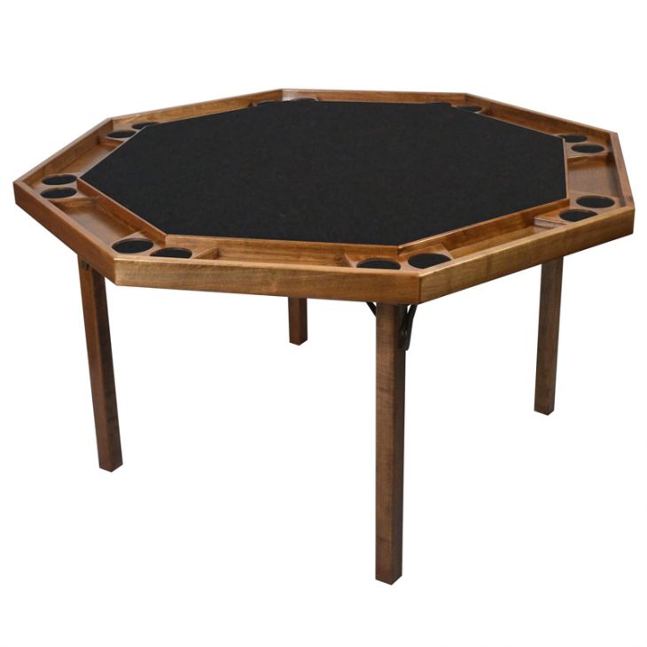 Poker Table: Octagonal Poker Table with Pedestal Base, 52 in. Diameter, Maple Finish, Felt Top main image