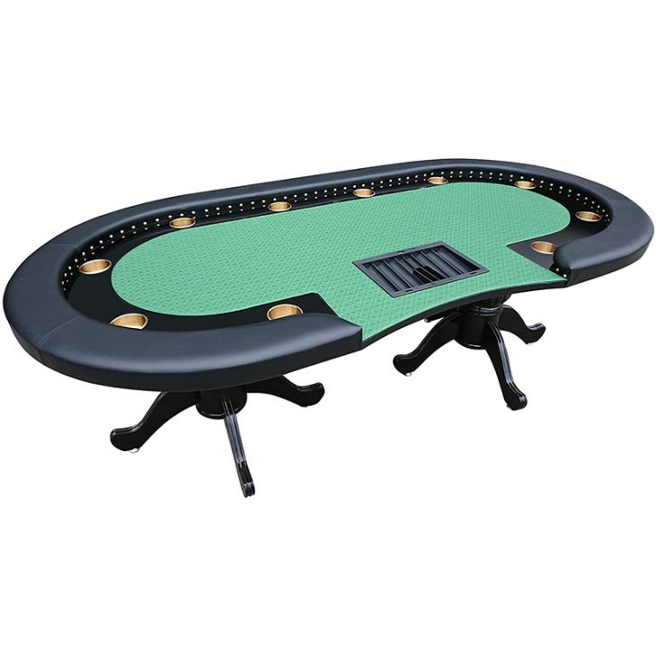Poker Table: Stud Poker Table with Twin Pillar Legs & Vinyl-Trim Playing Surface, 84 in. Long main image