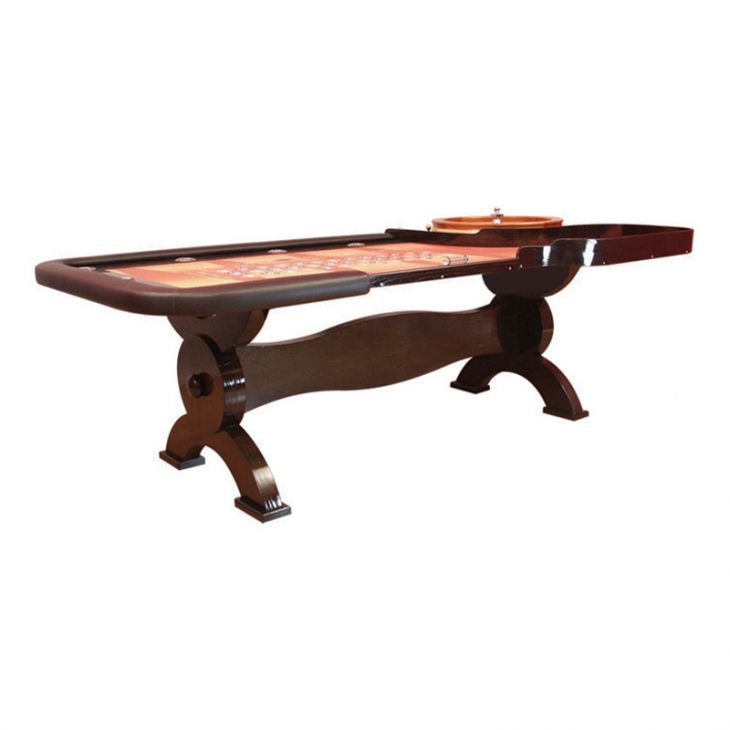 Roulette Table: 8 Foot Casino Style Deluxe Roulette Table H-Style Wooden Legs main image