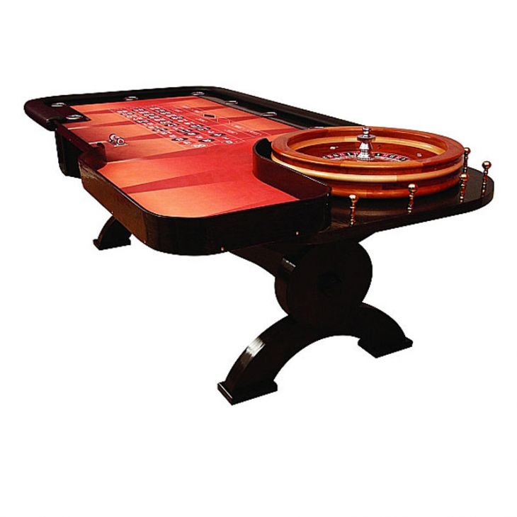 Roulette Table: 8 Foot Casino Style Roulette Table with Inset Cup Holders and Stylish Wooden Legs main image