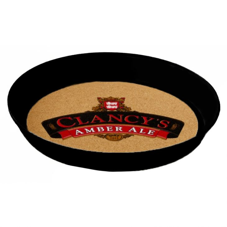 13" Round Custom Black Serving Tray with Cork Bottom - 1 Color Imprint main image
