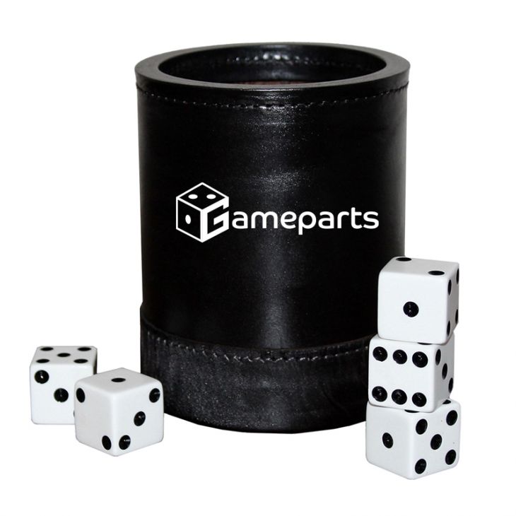 Custom All Leather Dice Cup with 5 5/8" White Dice main image