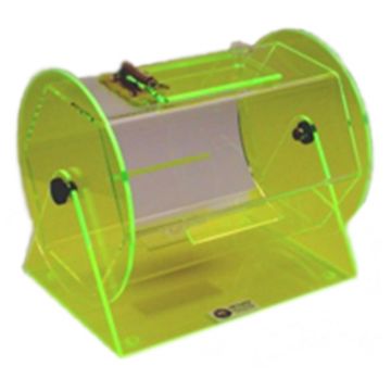 Raffle Drum: Fluorescent Green Clear Acrylic, Mini, 11" Long x 9" Diameter
