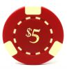 Poker Chips: 3 Edge Spot, 8.5 Gram, Pre-Denominated both sides, $5, Red