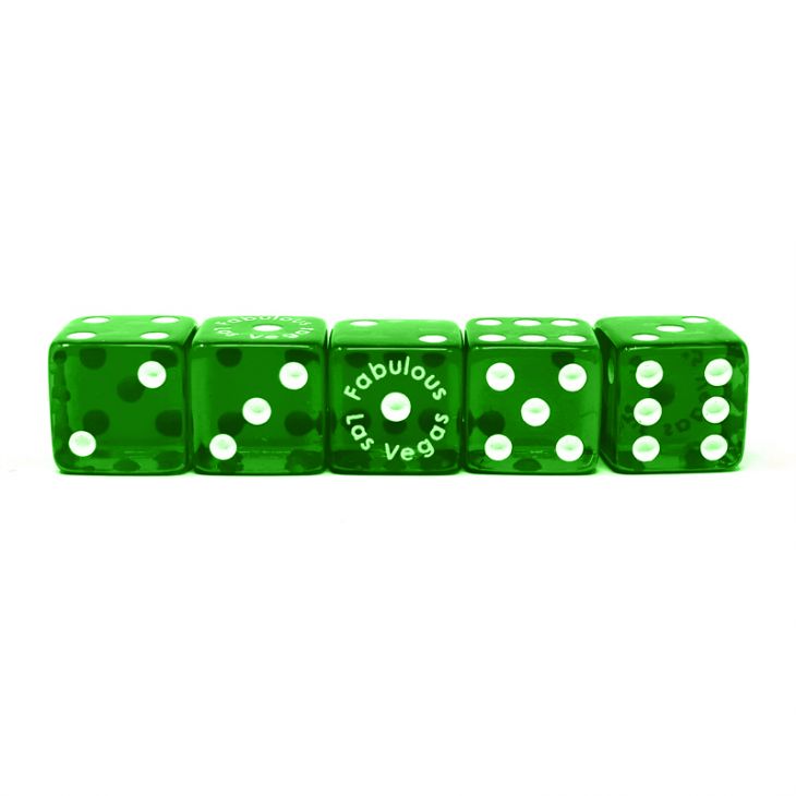 Ring Eye Casino Dice: 3/4 in. Green Las Vegas 1998 Dice with Serial Nos. (Stick of 5) main image