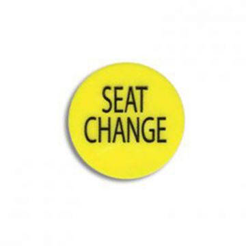 Seat Change Button: 1.5 in. Diameter, Yellow with Black Imprint