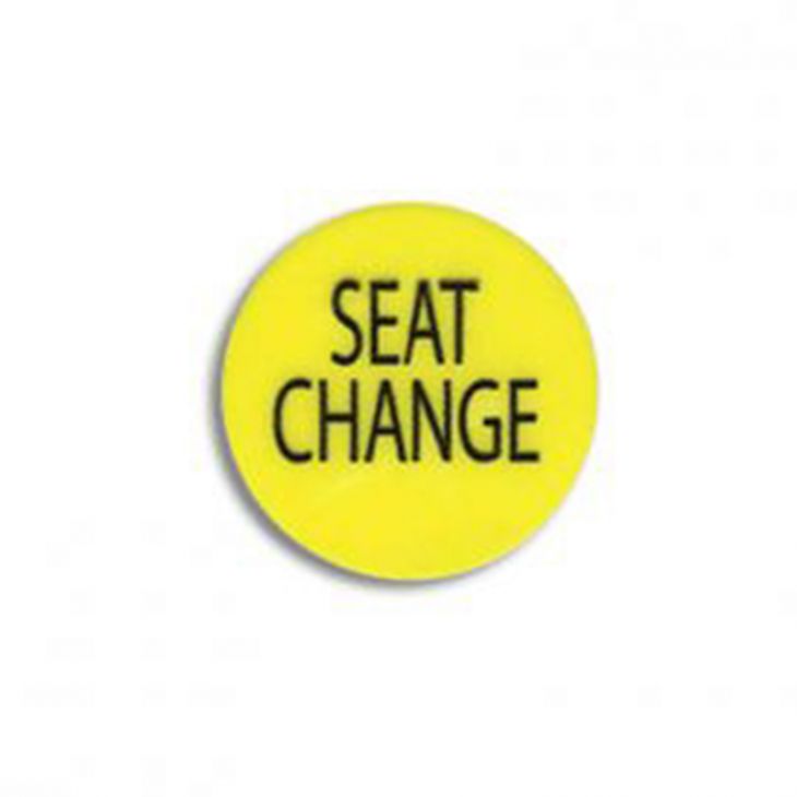 Seat Change Button: 1.5 in. Diameter, Yellow with Black Imprint main image