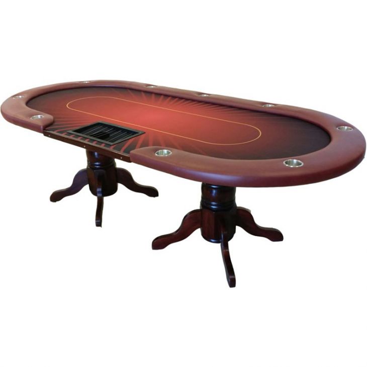 Poker Table: Stud Poker Table with Twin Pillar Legs, Vinyl-Trim Playing Surface, Dealer Area, and AB main image