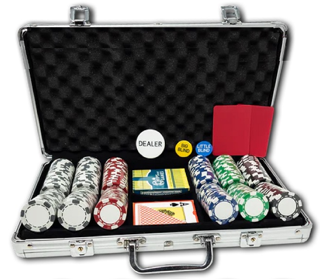6 Stripe Poker Chip Set with 300 Chips main image
