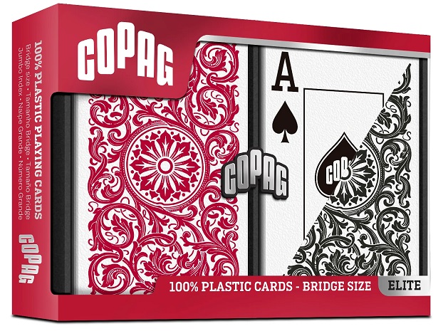 Copag 1546 Elite Plastic Playing Cards: Narrow, Super Index, Red/Black main image