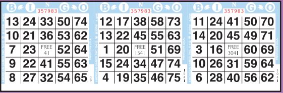 3 on Horizontal Bingo Paper - 3,000 Sheets per Case main image