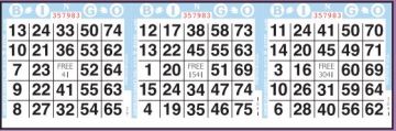 3 on Horizontal Bingo Paper - 3,000 Sheets per Case