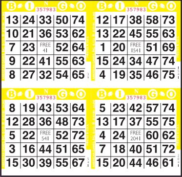 4 on Bingo Paper - 2,250 Sheets per Case