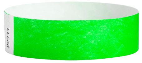 Tyvek 3/4" Colored Wristbands, Neon Green (500 Wristbands per box) main image