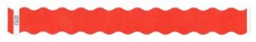 Red Tyvek 1" Wavy Cut Wristbands - 500 per box