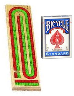 SPECIAL OFFER - Double Track Wood Cribbage Set with Playing Cards main image