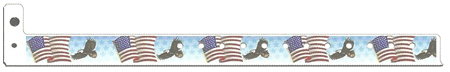 Vinyl 3/4" Expressions Design Wristbands, American Eagle features a White Wristband with Flag and Ea main image